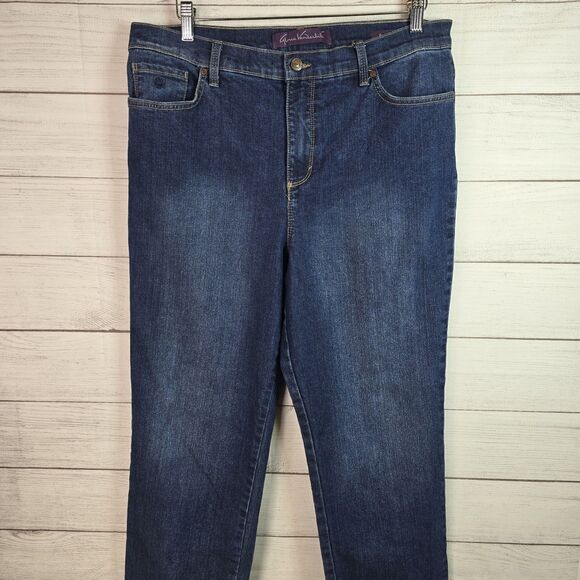 Gloria Vanderbilt Womens Amanda Blue Straight Leg Jeans Petites 16P Stretch - Picture 1 of 11